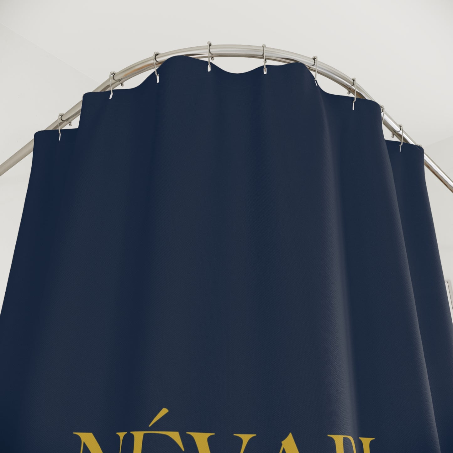 Elegant Navy Shower Curtain with Gold Névari